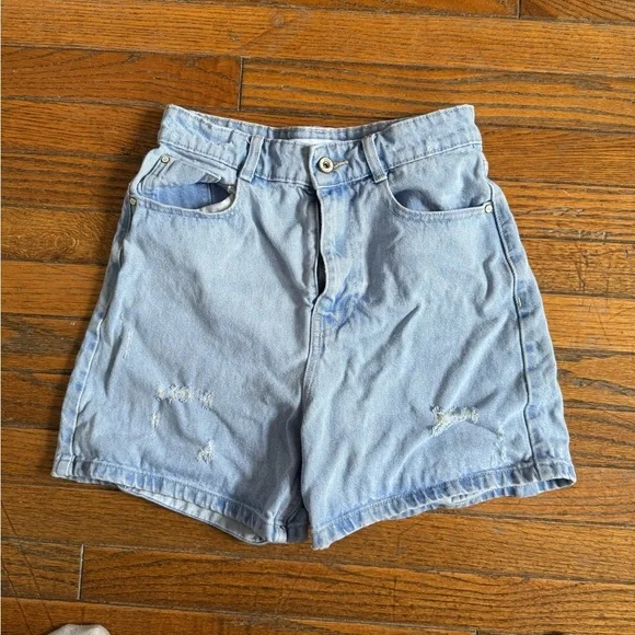 Zara Women's High Waist Light Blue Shorts - Picture 2 of 4